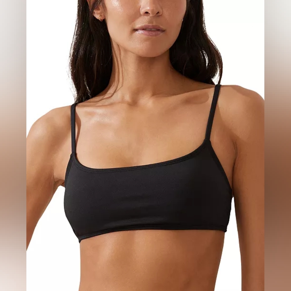 Cotton On Women's Straight Neck Bralette Bikini Top Size L Black Swimwear